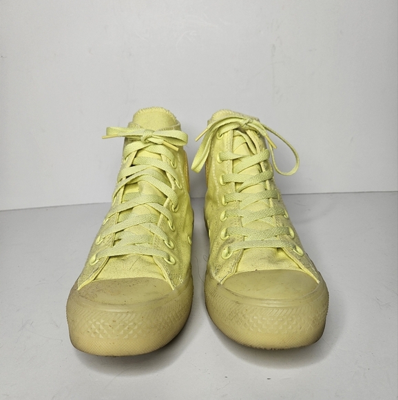 Converse Monochromatic Neon Yellow High Top Sneakers Size 8 - Picture 5 of 6